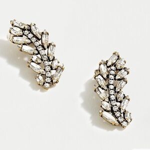 J Crew Pave Feather Climbing Earrings